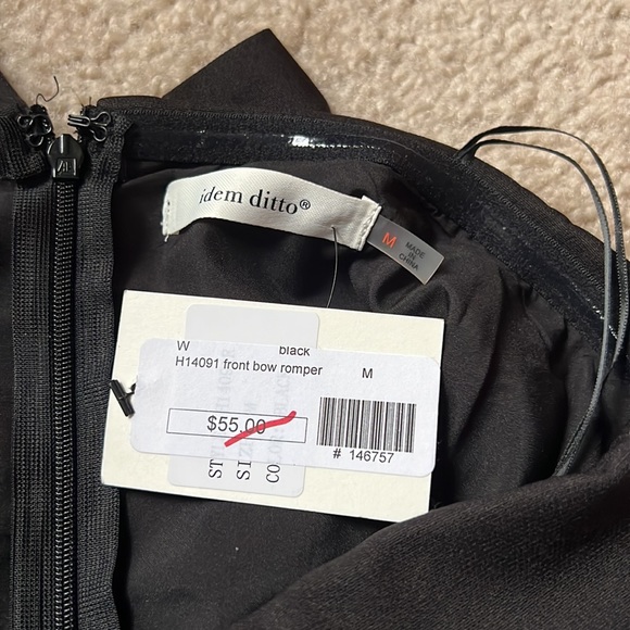 Bow front romper black - Black / Medium - Picture 10 of 10